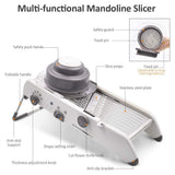 Mandoline Vegetable Slicer | Adjustable 304 Stainless Steel Blades for Even Slices, Sticks & Cubes in Professional Kitchen Use