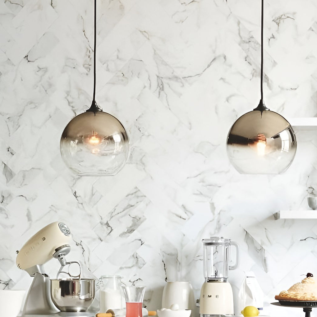 Light Master - Modern Globe Design Glass Pendant Lamp with LED Lighting for Kitchen and Dining Room