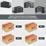 11 x 8 FT Large Outdoor Metal Storage Shed with 4 Air Vents & Sliding Double Lockable Doors, Backyard Tool Shed Garden Storage House