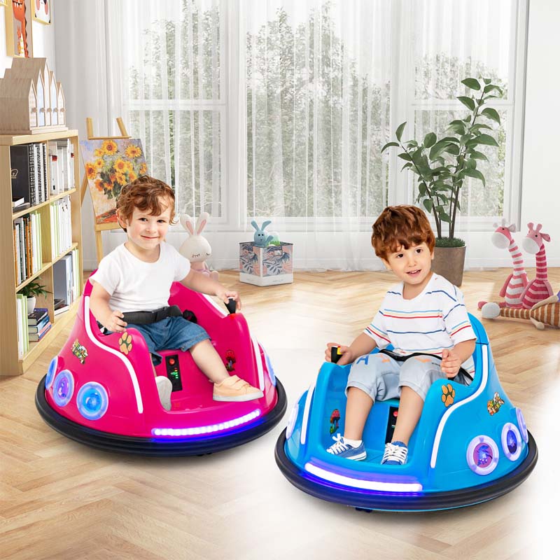 Electric Toddler Bumper Car with Remote Control, Flashing LED Light & Music, 12V Battery Powered Baby Ride on Bumper Toy Car