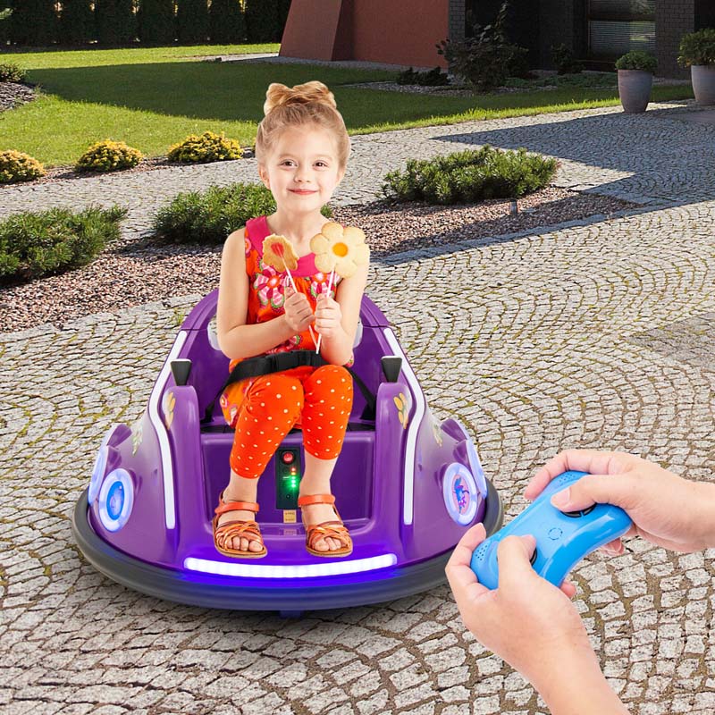 Electric Toddler Bumper Car with Remote Control, Flashing LED Light & Music, 12V Battery Powered Baby Ride on Bumper Toy Car