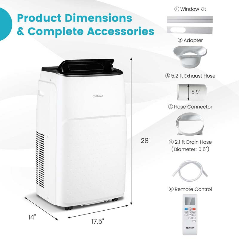 13000 BTU Smart WiFi Portable Air Conditioner, 4-in-1 Stand up AC Unit, Dehumidifier, Heater & Fan for Rooms up to 600 Sq.ft