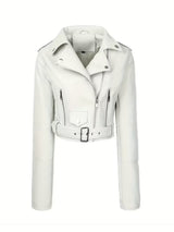 Women’s Biker Jacket – Chic Motorcycle Zip-Up Coat