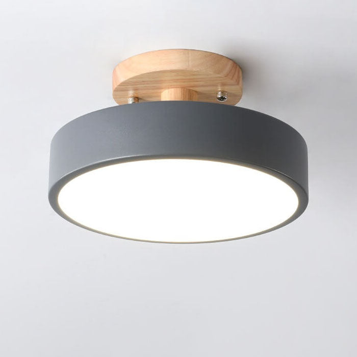 Nordic Log Round LED Semi-recessed Ceiling Lamp