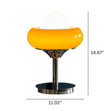 Vintage Bauhaus Glass Table Lamp with Yellow Shade - Mid-Century Modern Lighting for Living Room & Bedroom