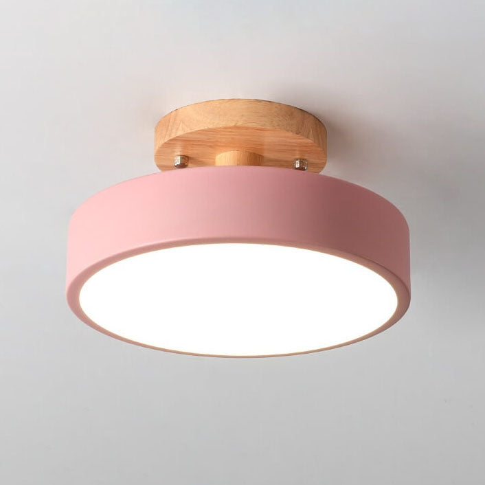 Nordic Log Round LED Semi-recessed Ceiling Lamp