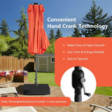 15 FT Large Outdoor Patio Table Umbrella with 48 Solar LED Lights & Crank, Double-Sided Metal Deck Pool Umbrella