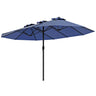 15 FT Double-Sided Outdoor Patio Umbrella with Crank, Extra Large 12 Ribs Steel Market Umbrella for Poolside, Deck & Backyard