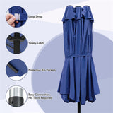 15 FT Double-Sided Outdoor Patio Umbrella with Crank, Extra Large 12 Ribs Steel Market Umbrella for Poolside, Deck & Backyard