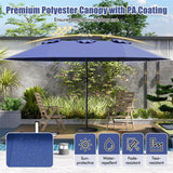15 FT Double-Sided Outdoor Patio Umbrella with Crank, Extra Large 12 Ribs Steel Market Umbrella for Poolside, Deck & Backyard