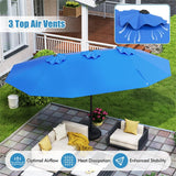 15 FT Double-Sided Outdoor Patio Umbrella with Crank, Extra Large 12 Ribs Steel Market Umbrella for Poolside, Deck & Backyard