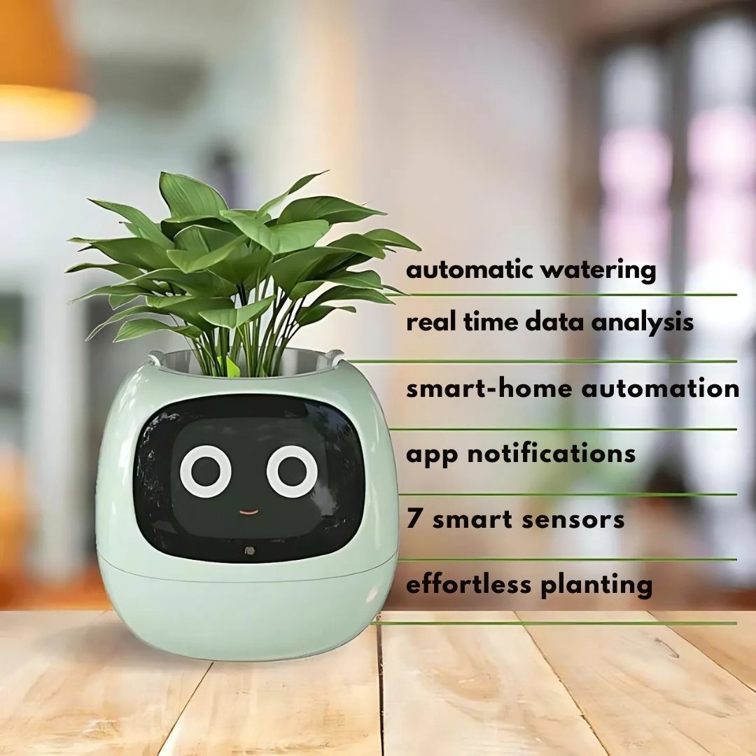 AI Smart Plant Pot | Self-Watering, Interactive with 70+ Expressions & Compatible with Smart Home Systems for Indoor & Outdoor Use