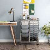 15-Drawer Storage Drawer Cart Tools Scrapbook Paper Organizer Cart Office School Utility Cart Rolling Storage Cart with Wheels