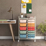 15-Drawer Storage Drawer Cart Tools Scrapbook Paper Organizer Cart Office School Utility Cart Rolling Storage Cart with Wheels
