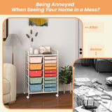 15-Drawer Storage Drawer Cart Tools Scrapbook Paper Organizer Cart Office School Utility Cart Rolling Storage Cart with Wheels