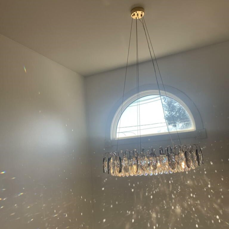 K9 Crystal Chandelier Light Fixture - Modern Hanging Pendant for Dining Room & Living Room Decor