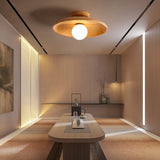 Nordic Wood Round Ceiling Light Fixture - Minimalist Design for Hallway & Living Room Lighting