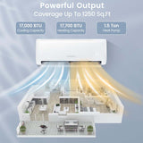 18000 BTU 21 SEER2 Mini Split Air Conditioner & Heater Ductless Inverter System, 208-230V Wall-Mounted AC Unit with Heat Pump