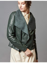 Women’s Open Front Leather Jacket – Classic Lapel Outerwear