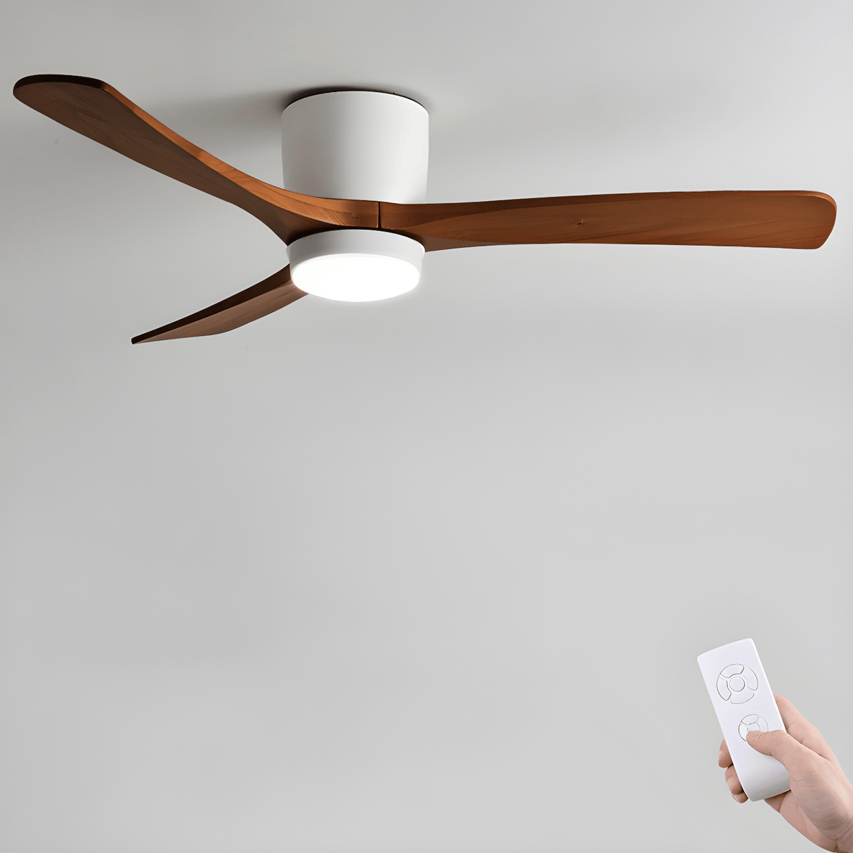 Nordic Wooden Ceiling Fan Light 42/48 Inch with LED for Living Room & Bedroom Lighting