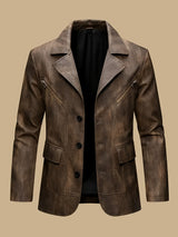 Vintage Men’s Blazer Style Jacket – Button Front Winter Softshell Coat