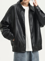 Men’s Casual Outdoor Zip-Up Motorcycle Jacket – Lightweight Black Stylish Outerwear