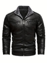 Men’s Winter Plush Motorcycle Jacket – Slim Fit, Full Zip, Warm & Stylish