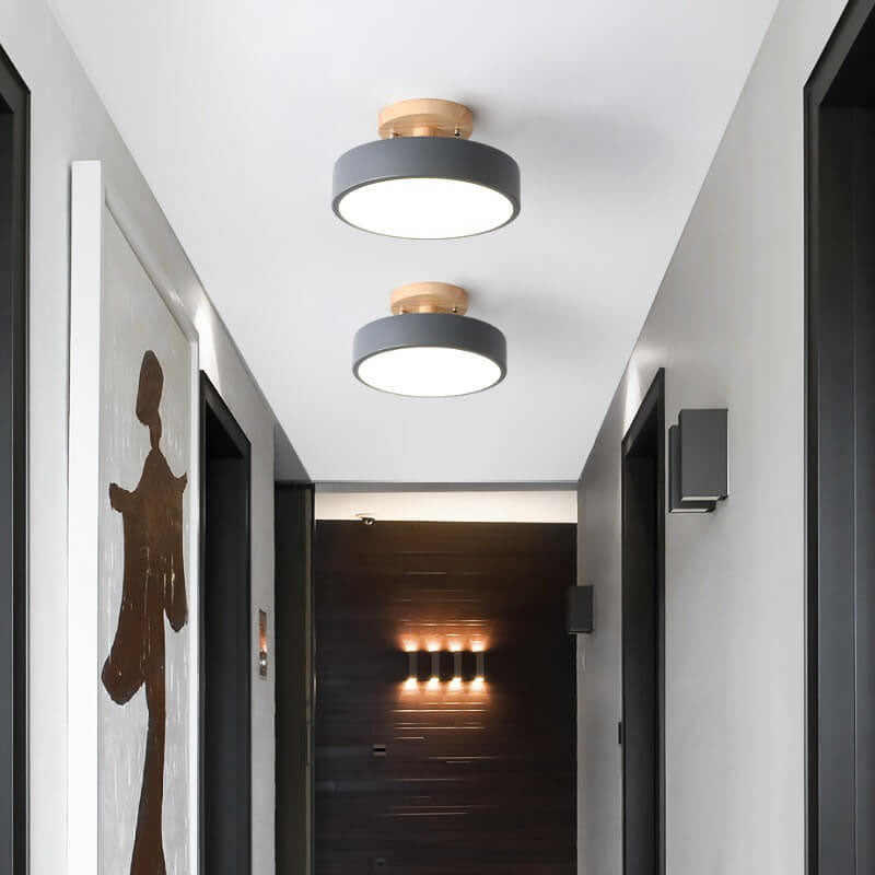Nordic Log Round LED Semi-recessed Ceiling Lamp
