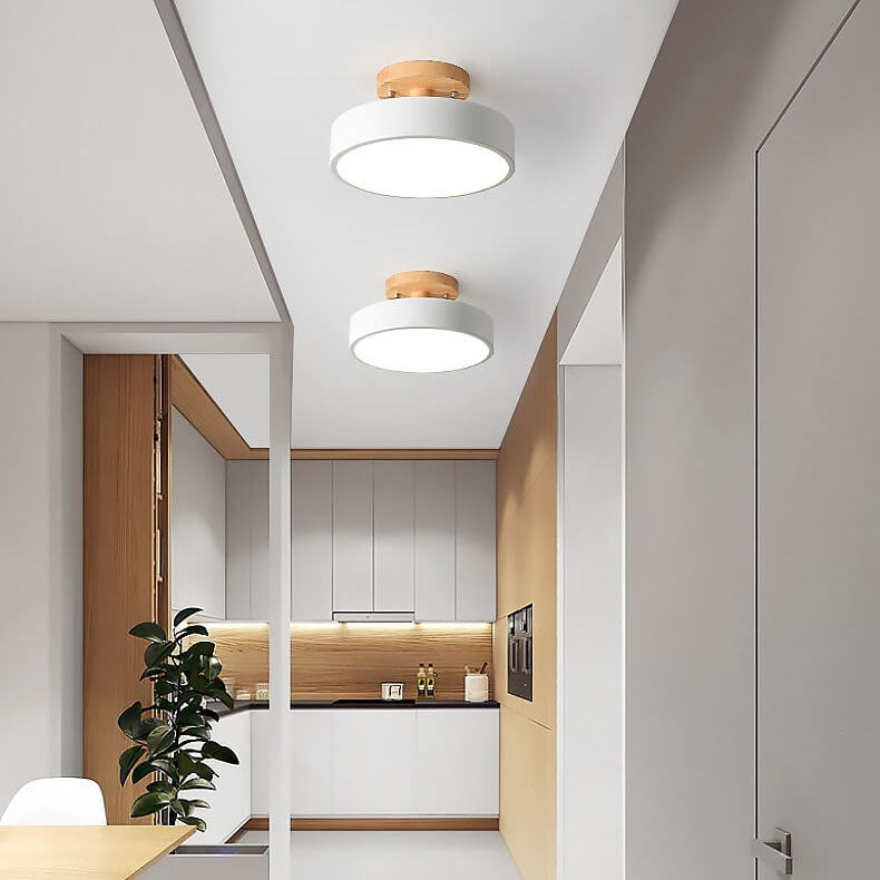 Nordic Log Round LED Semi-recessed Ceiling Lamp