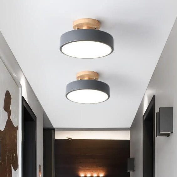 Nordic Log Round LED Semi-recessed Ceiling Lamp