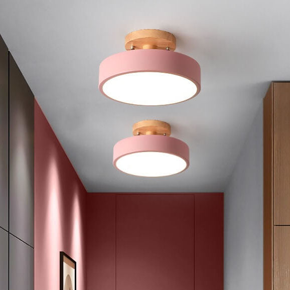 Nordic Log Round LED Semi-recessed Ceiling Lamp