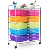 15-Drawer Storage Drawer Cart Tools Scrapbook Paper Organizer Cart Office School Utility Cart Rolling Storage Cart with Wheels
