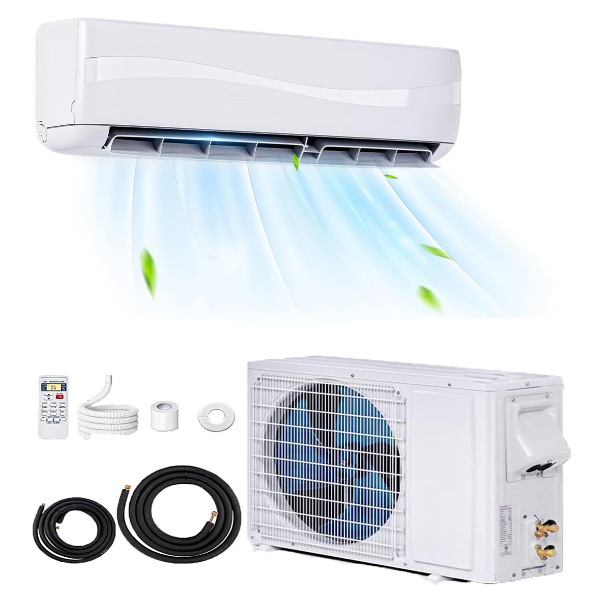 9000 BTU 17 SEER2 Mini Split Air Conditioner & Heater Ductless Inverter System, 208-230V Wall-Mounted AC Unit with Heat Pump