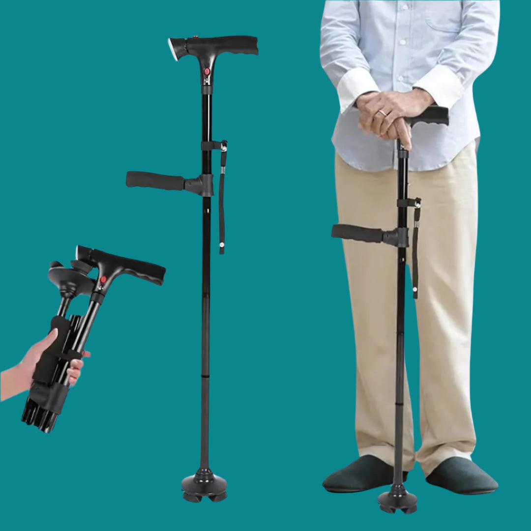 Folding Cane - Lightweight Telescopic Walking Stick for Seniors & Travelers - Collapsible Mobility Aid for Easy Transport