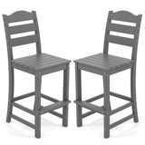 Outdoor HDPE Bar Stool, Patio Tall Bar Chair with Backrest and Footrest, 30 Inches Counter Height Barstools for Garden Backyard