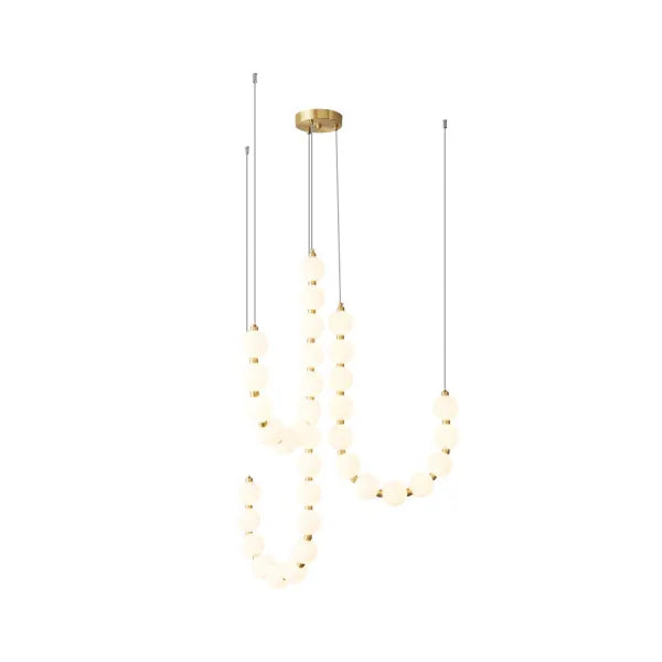 LED White Necklace Chandelier - Modern Pendant Light Fixture for Dining Room & Living Space