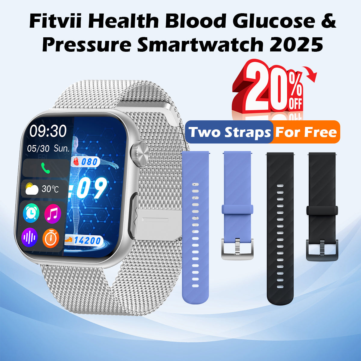 FITVII HM57 Health & Fitness Tracker (Answer/Make Calls), Smart Watch with HR+BP+SPO2 Monitor