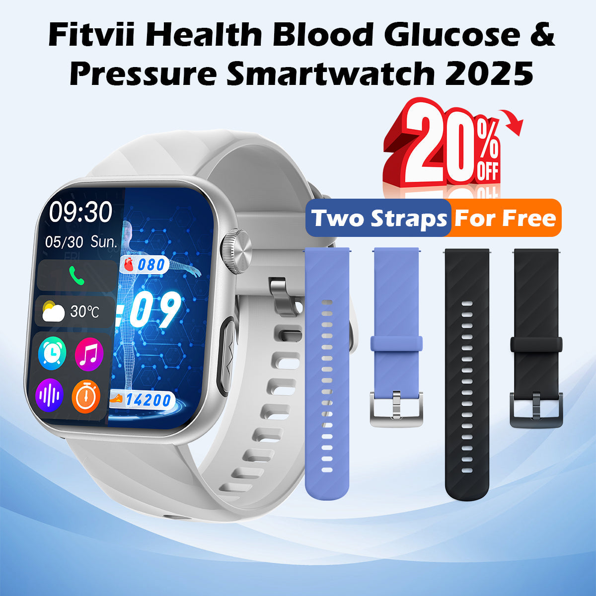 Father's Day Gift - Fitvii® Upgrade GT5 PRO MAX Health Smartwatch With SOS+BP+BG+HR+ECG+TEMP+SPO2+Calls Fitness Tracker