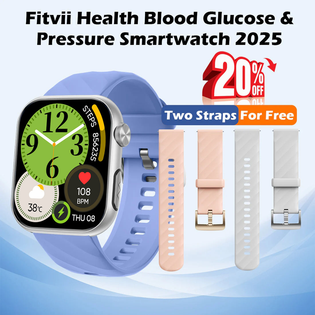 Father's Day Gift - Fitvii® Upgrade GT5 PRO MAX Health Smartwatch With SOS+BP+BG+HR+ECG+TEMP+SPO2+Calls Fitness Tracker