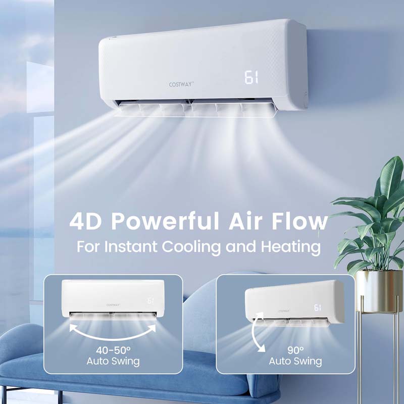 24000 BTU 21 SEER2 Wifi Enabled Mini Split Air Conditioner with 2 Ton Heat Pump, 208-230V Wall-Mounted AC Unit with Ductless Inverter System