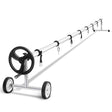 22 FT Solar Pool Cover Reel Set with Hand Crank & Wheels, Aluminum Solar Swimming Inground Cover Blanket Reel Roller
