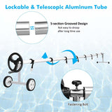 22 FT Solar Pool Cover Reel Set with Hand Crank & Wheels, Aluminum Solar Swimming Inground Cover Blanket Reel Roller