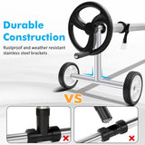 22 FT Solar Pool Cover Reel Set with Hand Crank & Wheels, Aluminum Solar Swimming Inground Cover Blanket Reel Roller