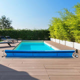 22 FT Solar Pool Cover Reel Set with Hand Crank & Wheels, Aluminum Solar Swimming Inground Cover Blanket Reel Roller