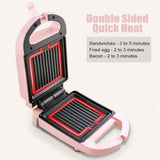 2-in-1 Sandwich Maker & Toaster | Non-Stick Auto-Sealing Plates for Quick Breakfasts, Snacks & Easy Cleanup