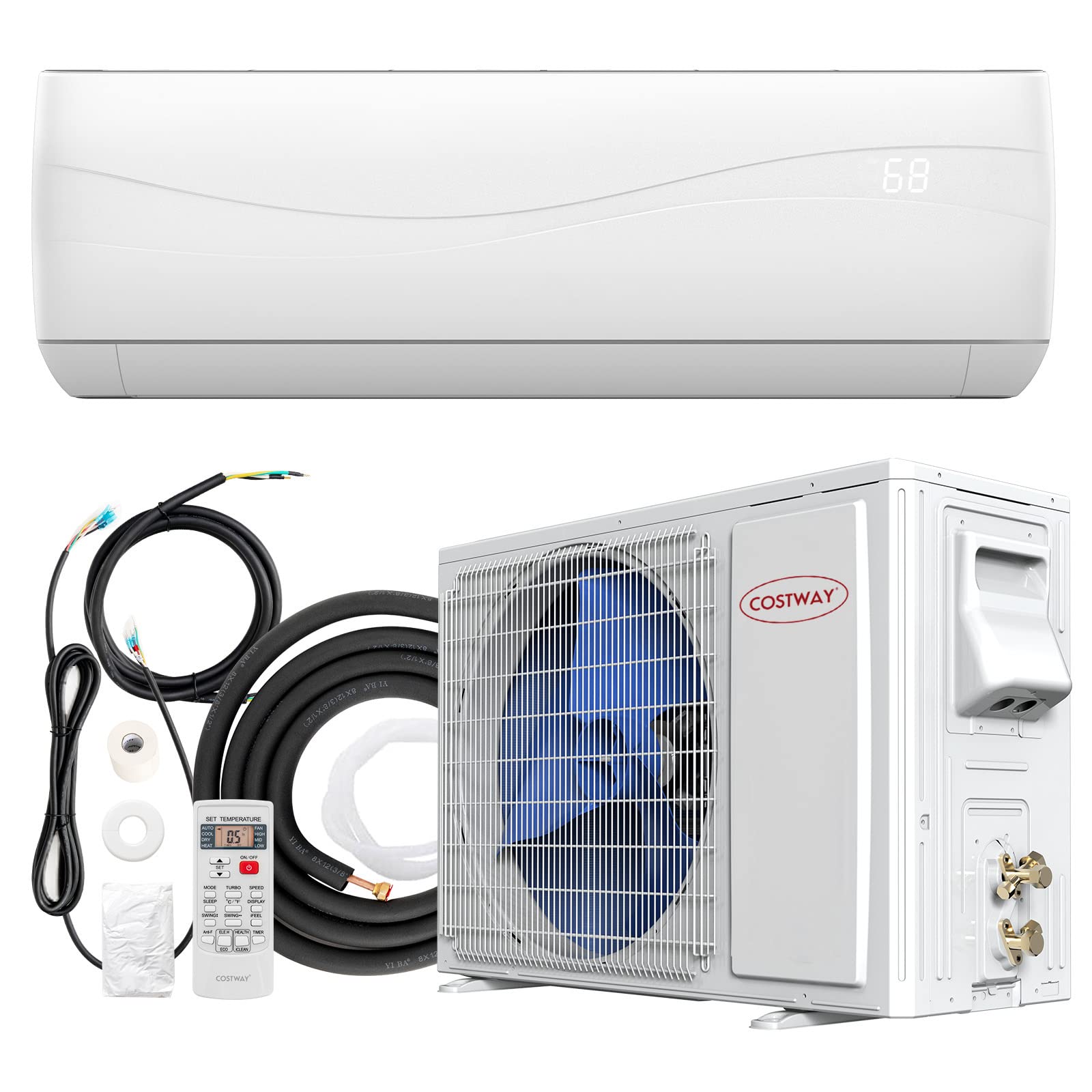 24000 BTU Ductless Mini Split Air Conditioner 208-230V 18.5 SEER2 Wall-Mounted Inverter AC Unit with Heat Pump