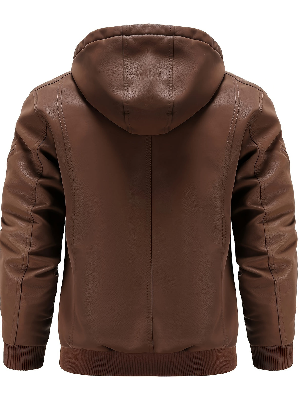 Men’s Hooded Leather Jacket – Quilted Lined Winter Casual Outerwear