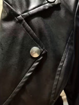 Women’s Black Elegant Leather Jacket – Zipper Details, Long Sleeve Fashion Outerwear