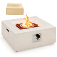 28" 40,000 BTU Terrazzo Square Propane Gas Fire Pit Table with Lava Rocks, Simple Ignition System and Waterproof Cover