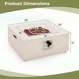 28" 40,000 BTU Terrazzo Square Propane Gas Fire Pit Table with Lava Rocks, Simple Ignition System and Waterproof Cover